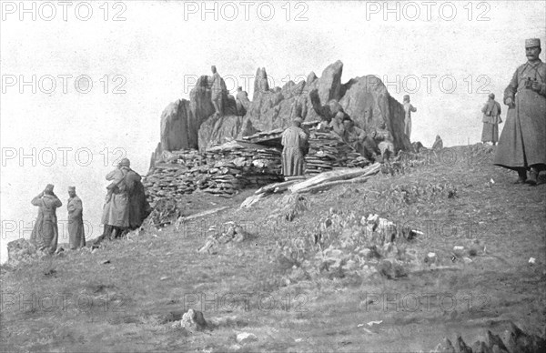 'Sur la Tcherna ; Un poste d'observation sur le versant Ouest des montagnes de la rive droite de la  Creator: Unknown.