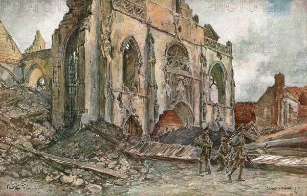 'Cathedrale de Peronne', 1917. Creator: Francois Flameng.