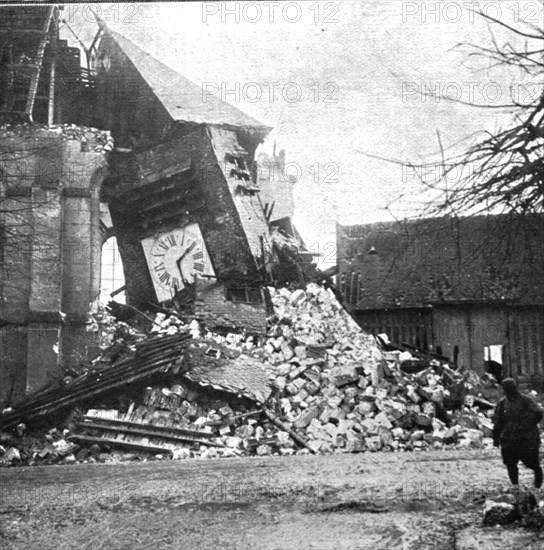 'Le Royaume de la Mort'; Une des nombreuses eglises de village que l'ennemi a systematiquement detru Creator: Unknown.