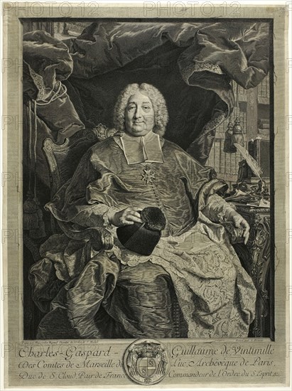 Portrait of Charles-Gaspard-Guillaume de Vintimille, Archbishop of Paris, 1736. Creator: Claude Drevet.