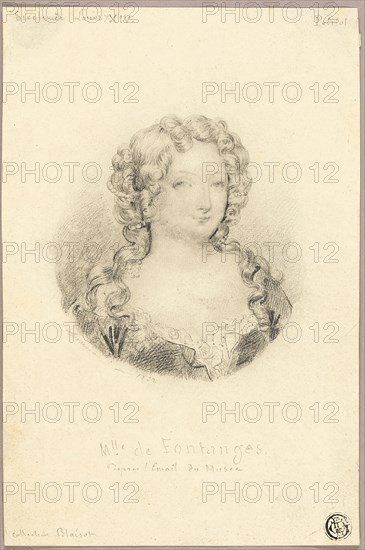 Medallion Portrait of Mlle de Fontanges, 1832. Creator: Eugene Deveria.