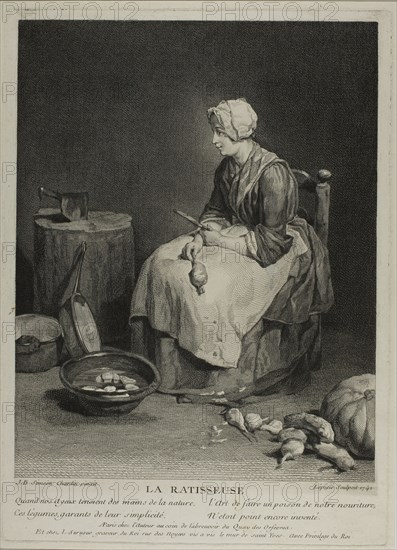 The Kitchen Maid - The Turnip Scraper, 1742. Creator: Francois Bernard Lepicie.