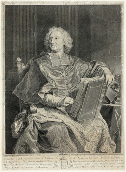 Portrait of Cardinal de Polignac, 1729. Creator: François Chereau the Elder.