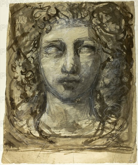 Study of Female Head (recto); Classical Male Head (verso), c. 1890. Creator: Henri Cros.