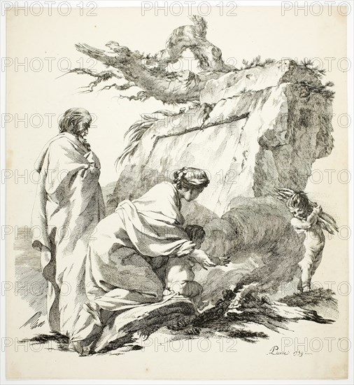 The Virgin Warms Jesus' Hands in the Fire, 1759. Creator: Jean Baptiste Marie Pierre.