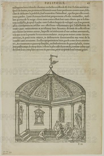 Bath House from Hyperotomachie ou discours du son gede Poli..., 1554, assembled into portfolio 1937. Creator: Jean Goujon.