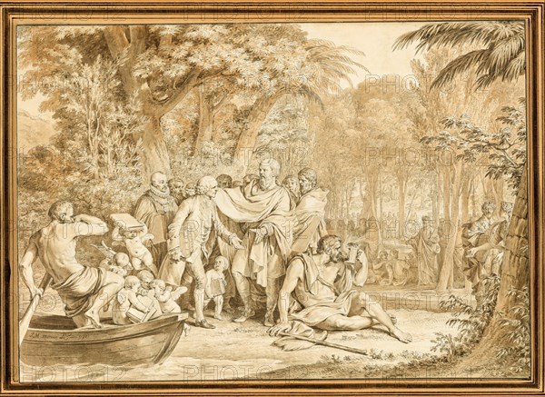 The Arrival of Jean-Jacques Rousseau to the Champs-Élysées, 1780. Creator: Jean-Michel Moreau.
