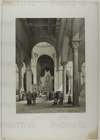 Ancona: Interior of St. Syriacus, plate 38 from Italie Monumentale et Pittoresque, c. 1848. Creator: Nicolas-Marie-Joseph Chapuy.