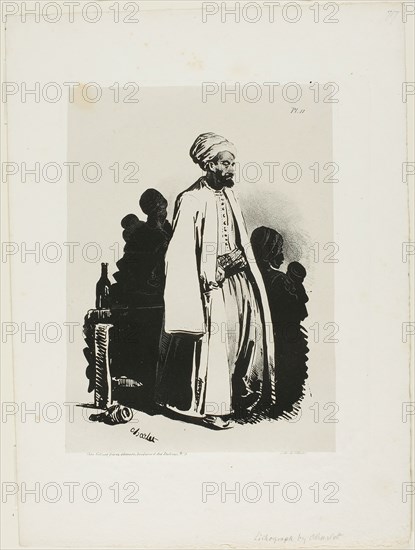 Standing Turk, plate eleven from Ink Sketches by Charlet, 1828. Creator: Nicolas-Toussaint Charlet.
