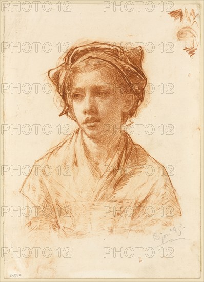 Bust of a Peasant Girl, 1885. Creator: Paul Adolphe Rajon.