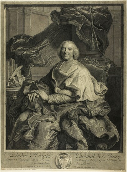 Portrait of Cardinal de Fleury, 1730. Creators: Pierre Drevet, Pierre Imbert Drevet.