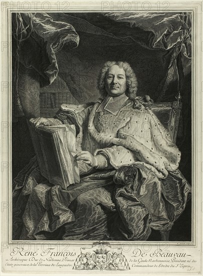 Portrait of René François de Beauveau du Rivau, 1727. Creators: Pierre Drevet, Pierre Imbert Drevet.