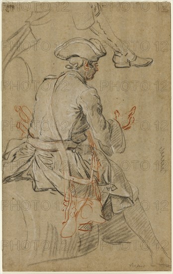 Sketch of Man on Horseback, with Separate Sketch of his Right Foot, n.d. Creator: Pierre Lenfant.