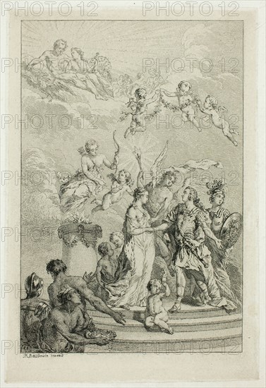 Allegory of the Marriage of the Dauphin Louis to the Infanta Maria Theresa of Spain, n.d. Creator: Pierre Antoine Baudouin.
