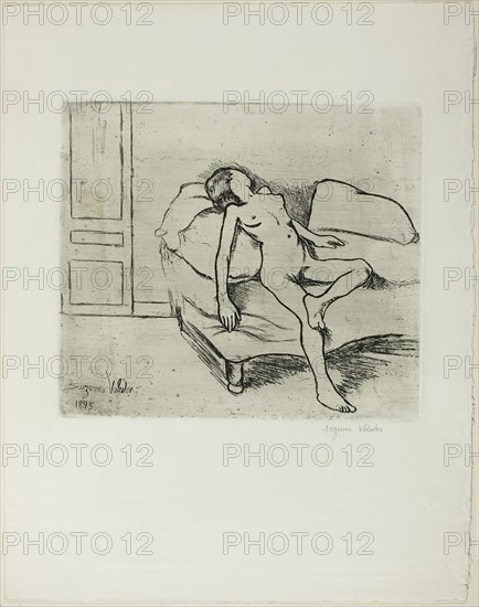 Louise Nude on a Sofa, 1895. Creator: Suzanne Valadon.