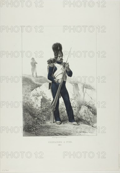 Grenadier on Foot, Elba, 1846. Creators: Théodore Valerio, Auguste Raffet.