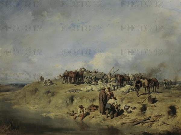 Bivouac of Russian soldiers, 1852. Creator: August von Pettenkofen.