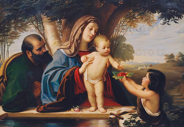 Holy family with the boy John, 1855. Creator: Eduard von Steinle.