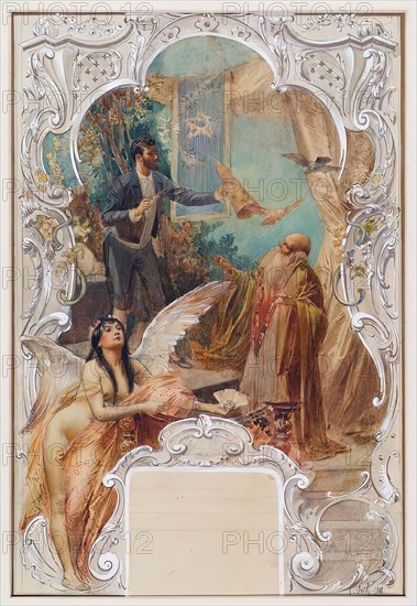 Pocket player (design for a mural in Varieté Ronacher, Vienna), 1888. Creator: Eduard Veith.