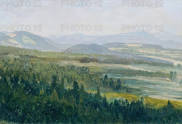 Bohemian low mountain range (from the folder "16 views of Czech landscapes 'Ceská krajina'"), 1902. Creator: Ferdinand Engelmuller.