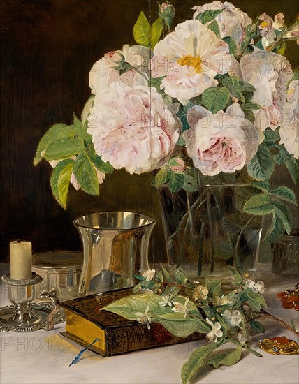 Roses in glass, 1831. Creator: Ferdinand Georg Waldmuller.