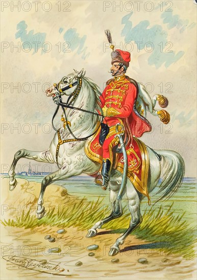 Soldier on horseback, undated. Creator: Franz Gerasch.