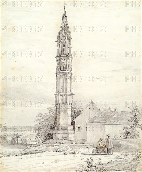 The "Eternal Light," the plague column, in Klosterneuburg, undated. (c1840s) Creator: Franz Kletzinsky.