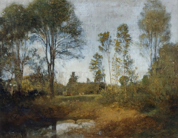 Landscape with hay wagons, 1886. Creator: Franz Rumpler.