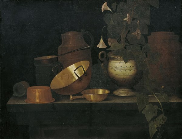 Still life with copper dishes, undated. (c1670s) Creator: Joannes de Cordua.