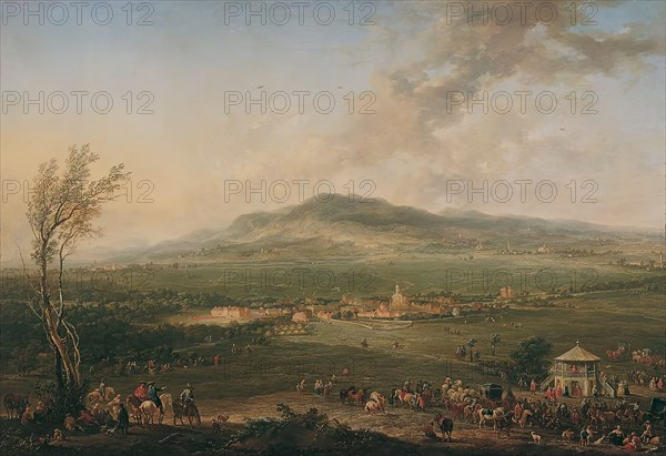 Laxenburg from the Lusthaus on the Hanawiese towards Mödling, 1758. Creator: Johann Christian Brand.