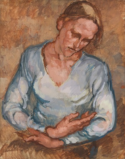 Woman with her arms crossed, undated. (c1920s) Creator: Johanna Kampmann-Freund.