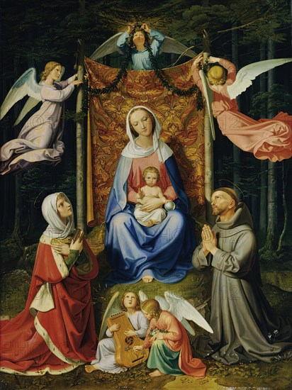 Waldesruhe (Madonna with child, St. Adelheid and St. Francis), 1835. Creator: Joseph von Fuhrich.