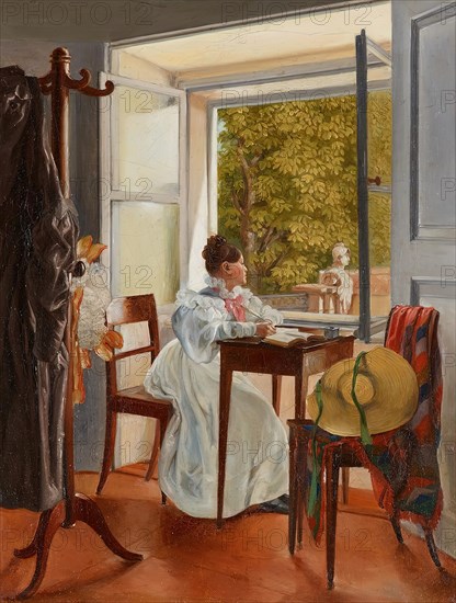 Marie Krafft at the desk, 1828-1834. Creator: Johann Peter Krafft.