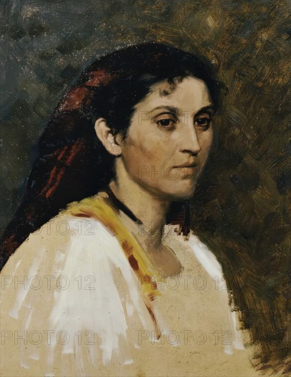 Head of a Roman woman, undated. (c1870s) Creator: Rudolf Schick.