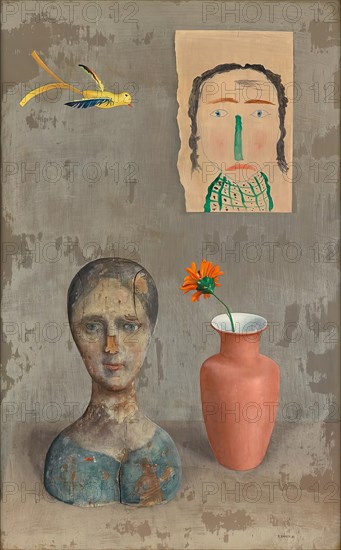 Still life with two heads, 1932. Creator: Rudolf Wacker.