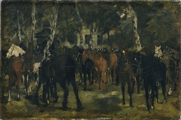 Dismounted cuirassiers, c1875. Creator: Wilhelm Trübner.