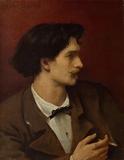 Self-portrait with cigarette, 1871. Creator: Anselm Friedrich Feuerbach.