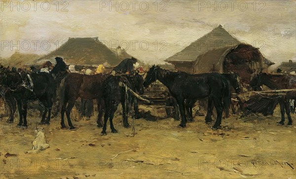 Horse market in Szolnok I, 1870/1880. Creator: August von Pettenkofen.