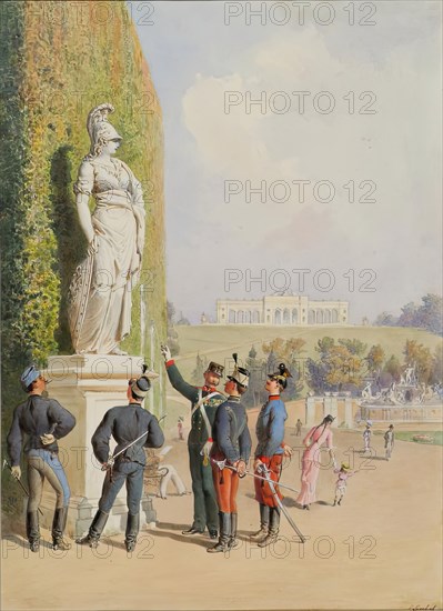 In the garden of Schönbrunn Palace in Vienna, undated. Creator: Carl Goebel.