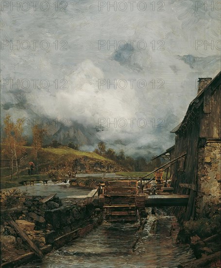 Watermill in Goisern (after Emil Jakob Schindler), 1884. Creator: Carl Moll.