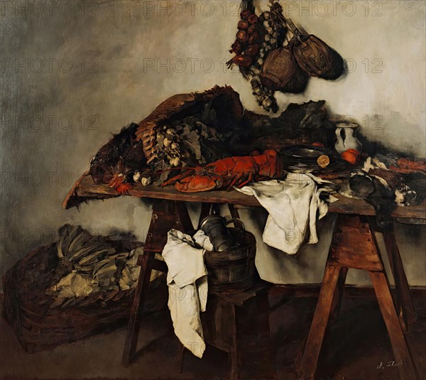 Large kitchen still life, 1879. Creator: Carl Schuch.