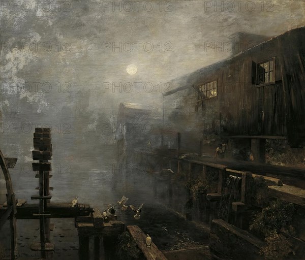 Sawmill in the morning fog, 1886. Creator: Emil Jakob Schindler.