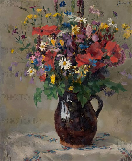 Meadow flowers in jug, 1910. Creator: Ferdinand Matthias Zerlacher.