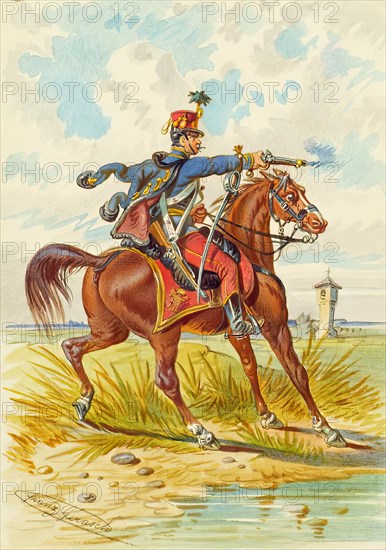 Soldier on horseback, undated. Creator: Franz Gerasch.