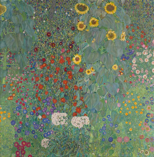 Cottage garden with sunflowers, 1906. Creator: Gustav Klimt.