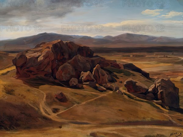 Mountain landscape near Athens (The "Areopagus"), 1854. Creator: Josef Hoffmann.