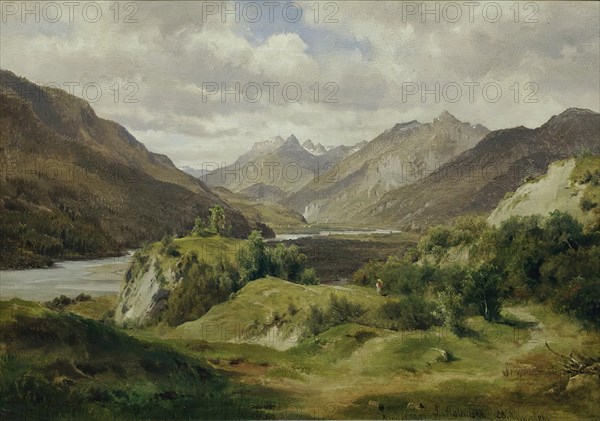 Valley with mountains, 1861. Creator: Ludwig Halauska.