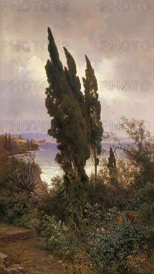 Garden in front of the royal castle on Corfu, 1888. Creator: Ludwig Hans Fischer.