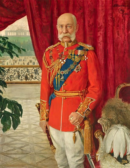 Emperor Franz Joseph I in the dress uniform of a British field marshal, 1913. Creator: Tom von Dreger.