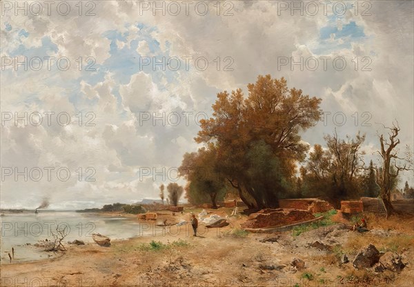 Danube bank in the Prater, 1873. Creator: Eduard Peithner von Lichtenfels.